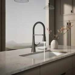 Semi-professional kitchen sink faucet with three-function sprayhead^Kohler Online