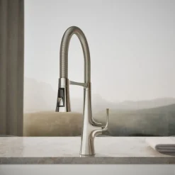 Semi-professional kitchen sink faucet with three-function sprayhead^Kohler Online