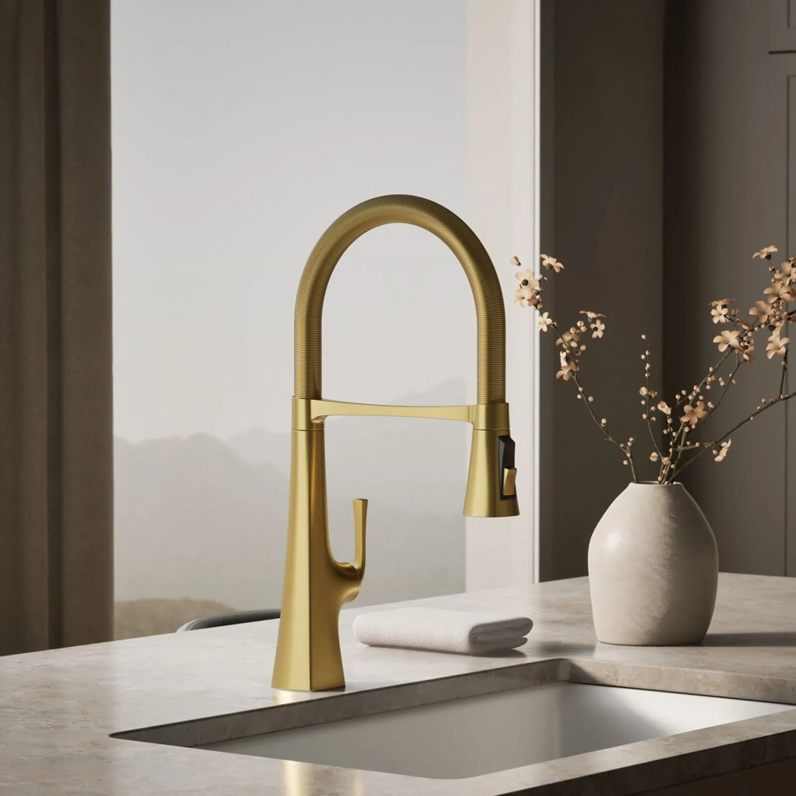 Semi-professional kitchen sink faucet with three-function sprayhead^Kohler Online