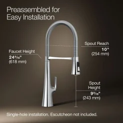 Semi-professional kitchen sink faucet with three-function sprayhead^Kohler New