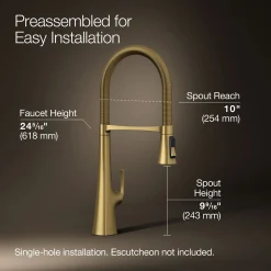 Semi-professional kitchen sink faucet with three-function sprayhead^Kohler New