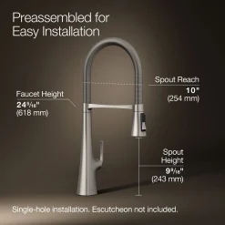 Semi-professional kitchen sink faucet with three-function sprayhead^Kohler New