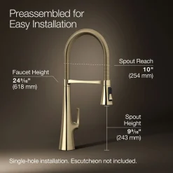 Semi-professional kitchen sink faucet with three-function sprayhead^Kohler New