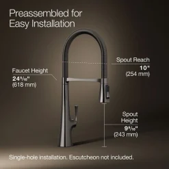 Semi-professional kitchen sink faucet with three-function sprayhead^Kohler New