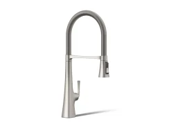 Semi-professional kitchen sink faucet with three-function sprayhead^Kohler New