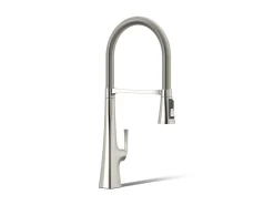 Semi-professional kitchen sink faucet with three-function sprayhead^Kohler New