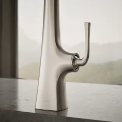 Semi-professional kitchen sink faucet with three-function sprayhead^Kohler New