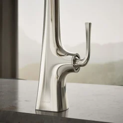 Semi-professional kitchen sink faucet with three-function sprayhead^Kohler New