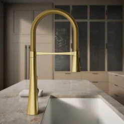 Semi-professional kitchen sink faucet with three-function sprayhead^Kohler New