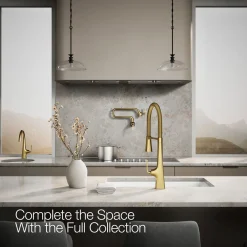 Semi-professional kitchen sink faucet with three-function sprayhead^Kohler New