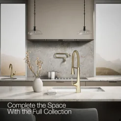 Semi-professional kitchen sink faucet with three-function sprayhead^Kohler New