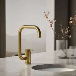 Single-handle bar sink faucet with two-function extended-reach spout^Kohler New