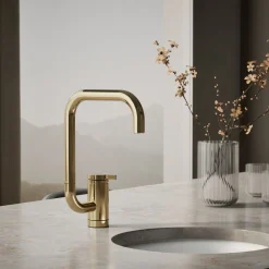 Single-handle bar sink faucet with two-function extended-reach spout^Kohler New