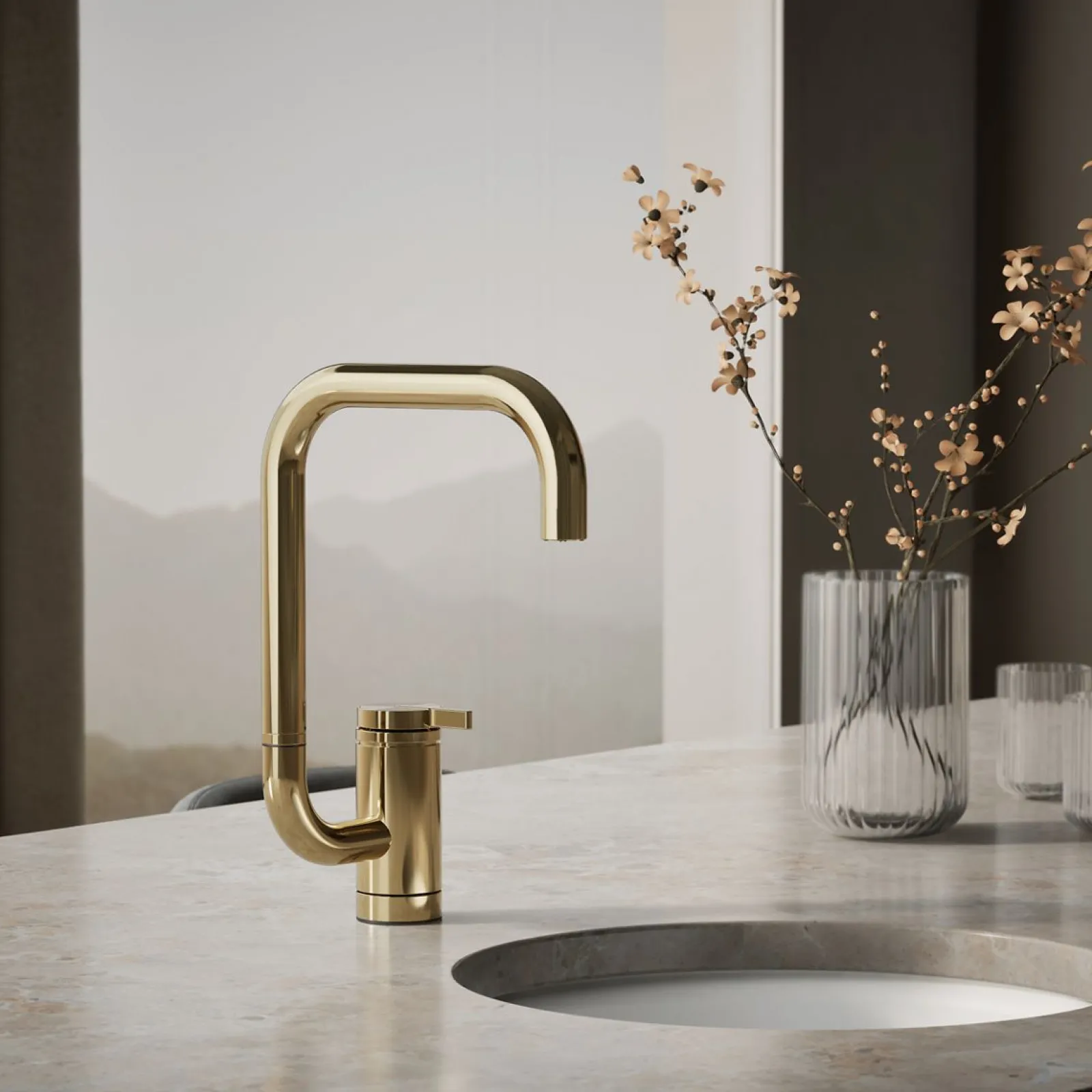 Single-handle bar sink faucet with two-function extended-reach spout^Kohler New