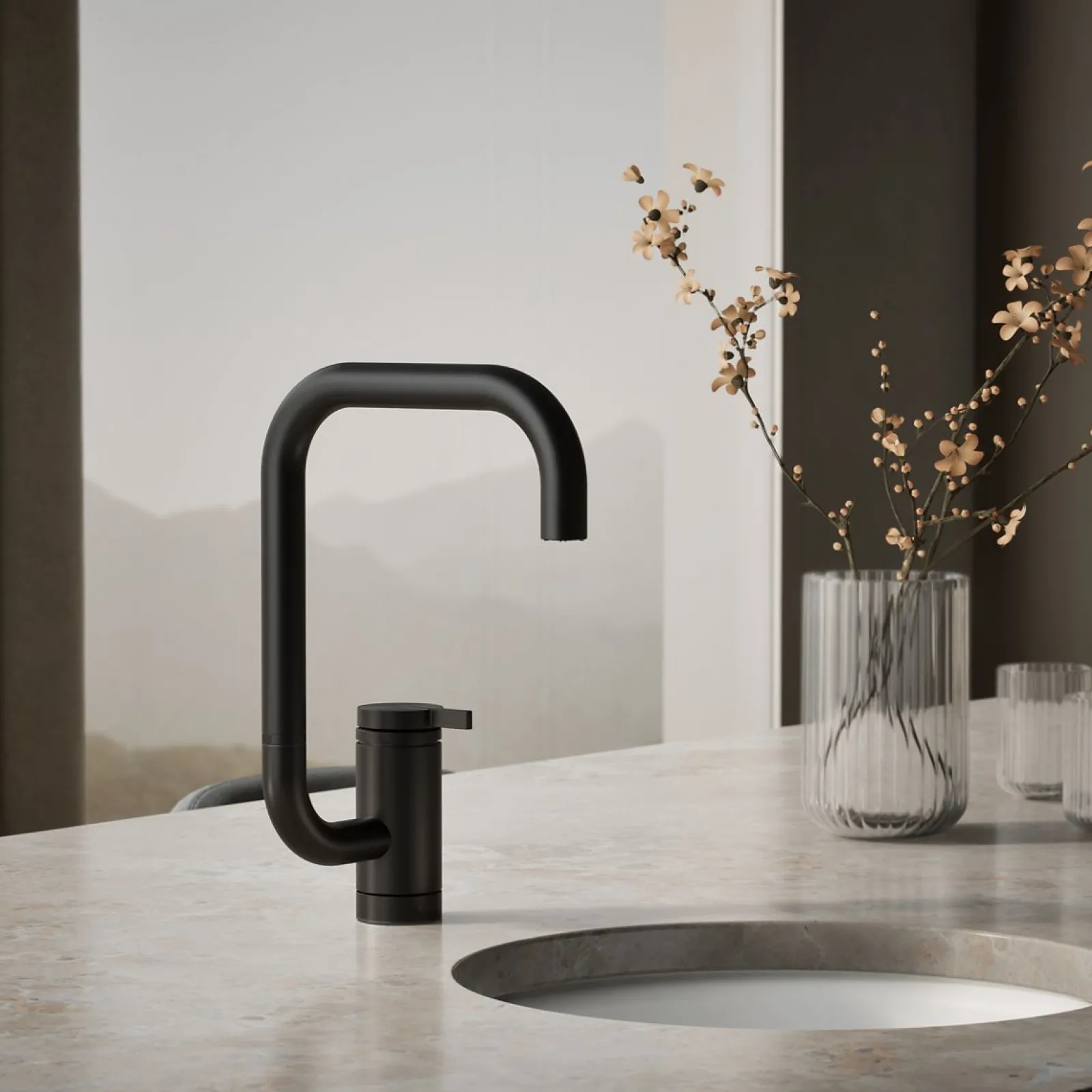 Single-handle bar sink faucet with two-function extended-reach spout^Kohler New