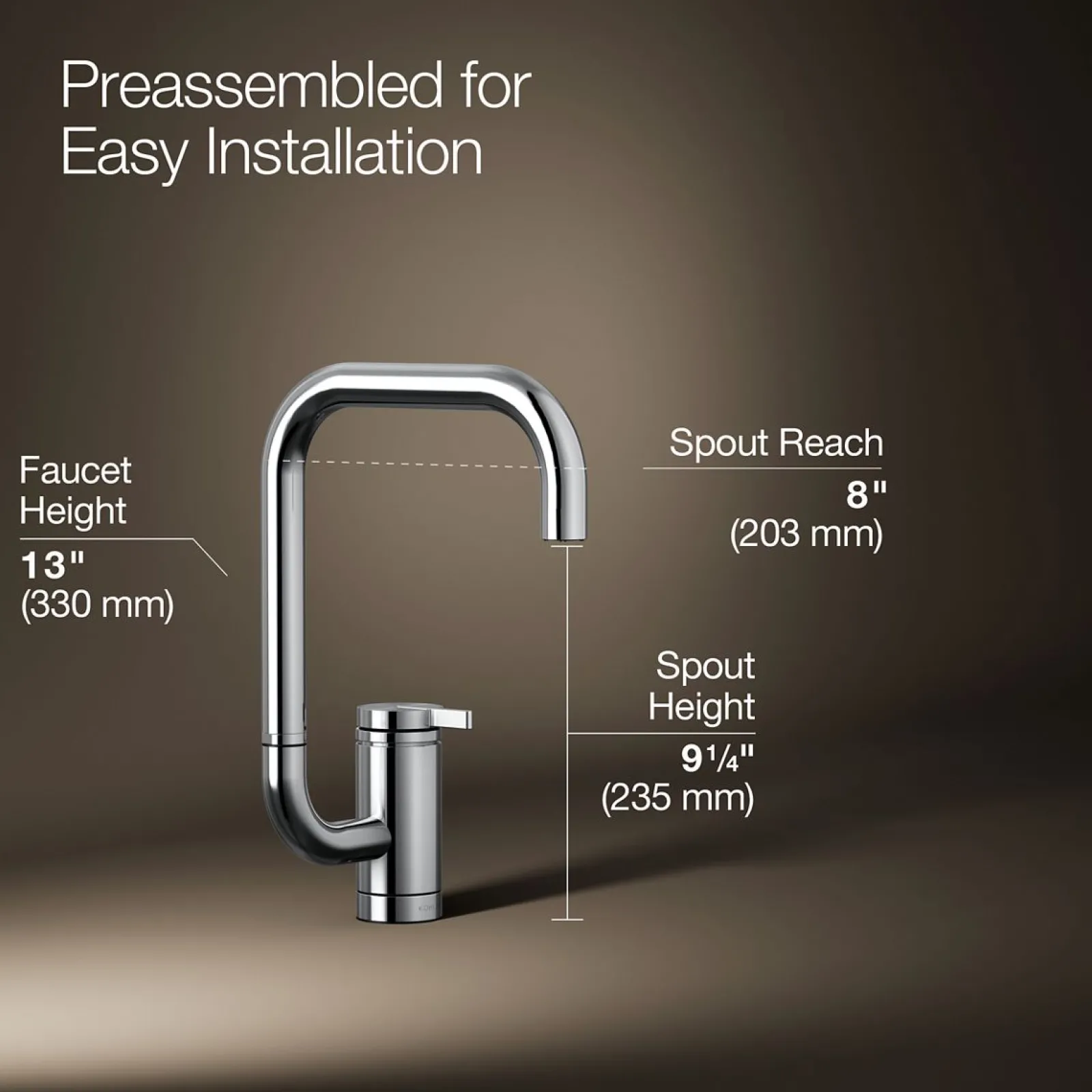 Single-handle bar sink faucet with two-function extended-reach spout^Kohler New