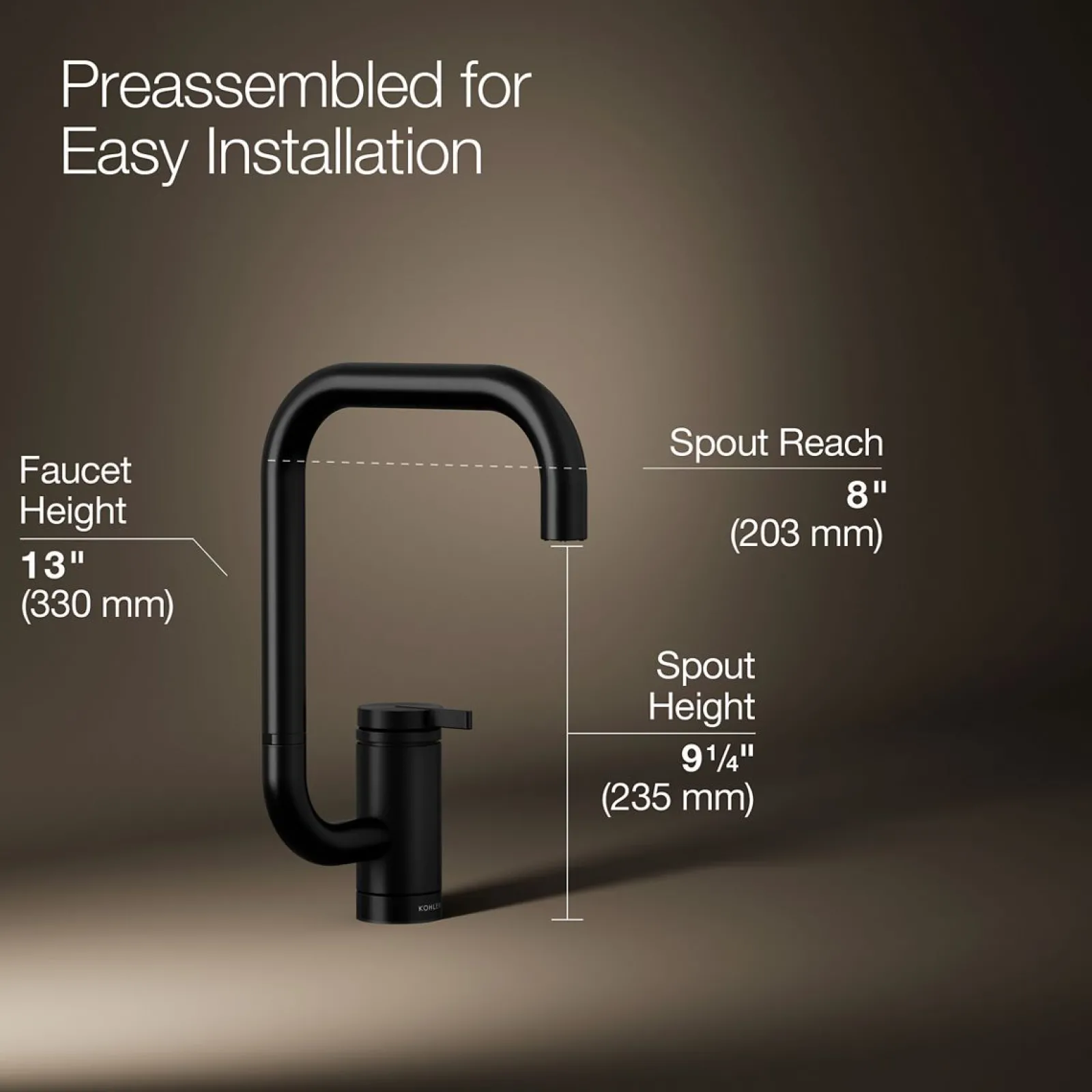 Single-handle bar sink faucet with two-function extended-reach spout^Kohler New