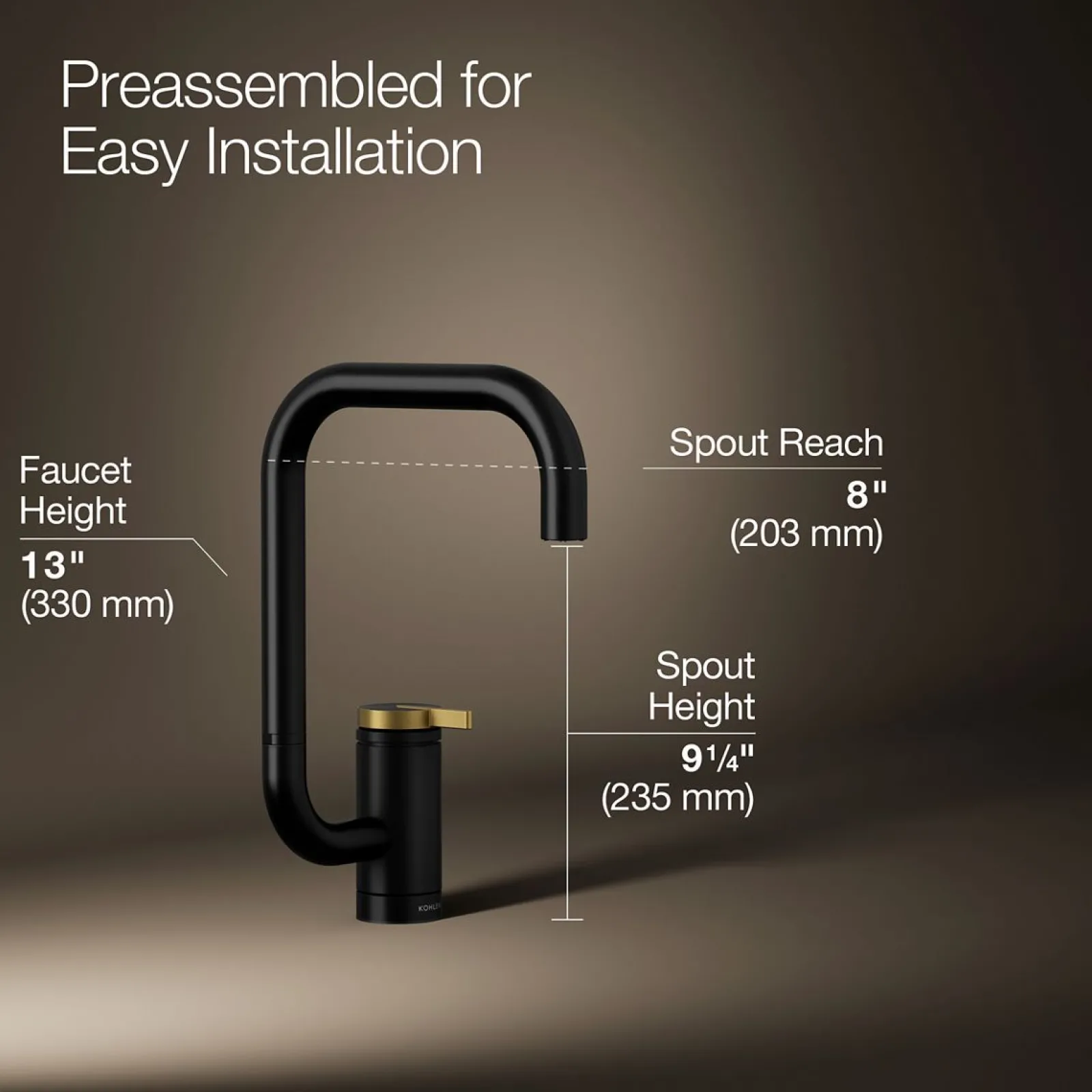 Single-handle bar sink faucet with two-function extended-reach spout^Kohler New