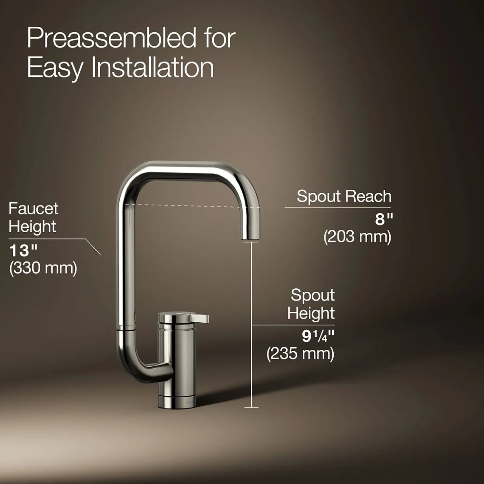 Single-handle bar sink faucet with two-function extended-reach spout^Kohler New