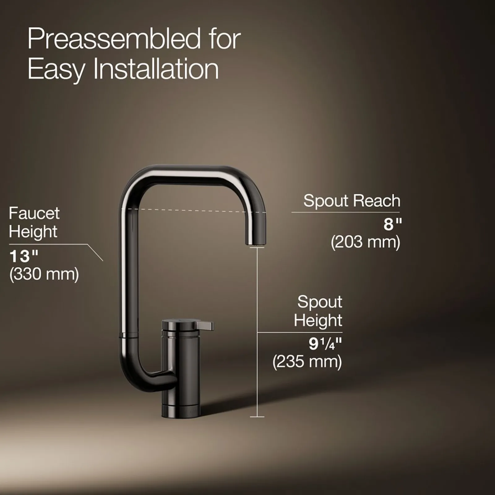 Single-handle bar sink faucet with two-function extended-reach spout^Kohler New