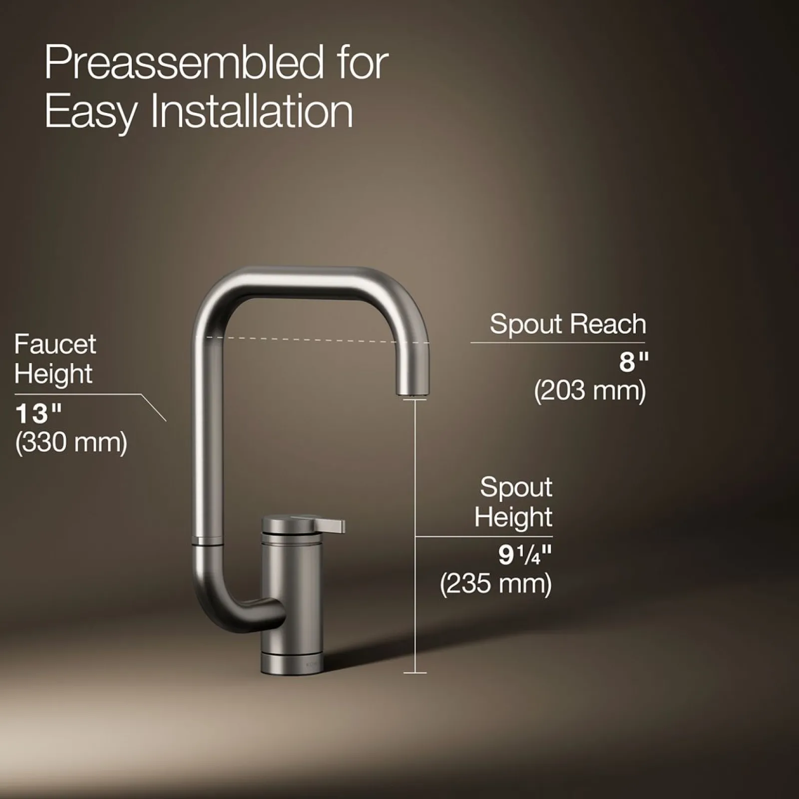 Single-handle bar sink faucet with two-function extended-reach spout^Kohler New