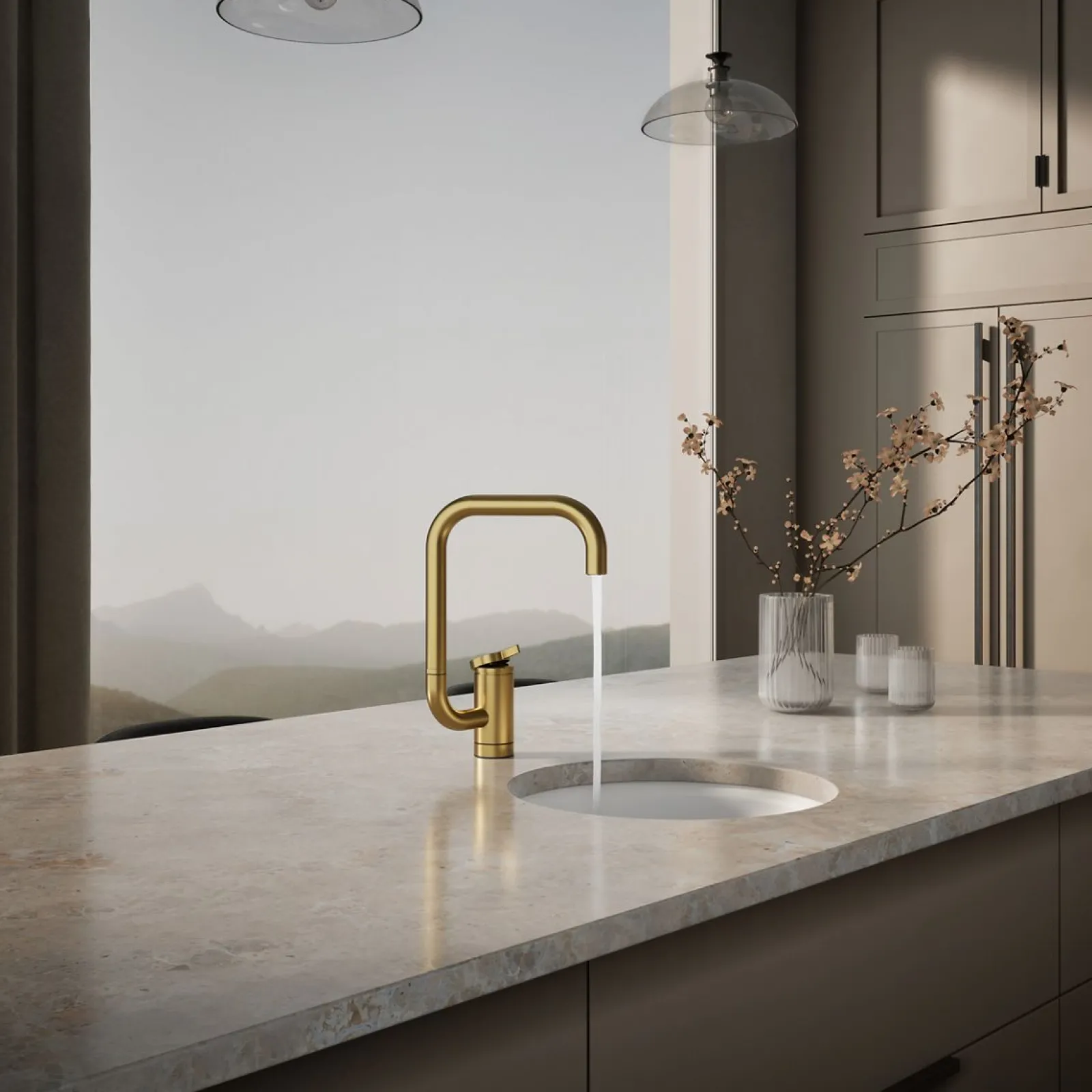 Single-handle bar sink faucet with two-function extended-reach spout^Kohler New