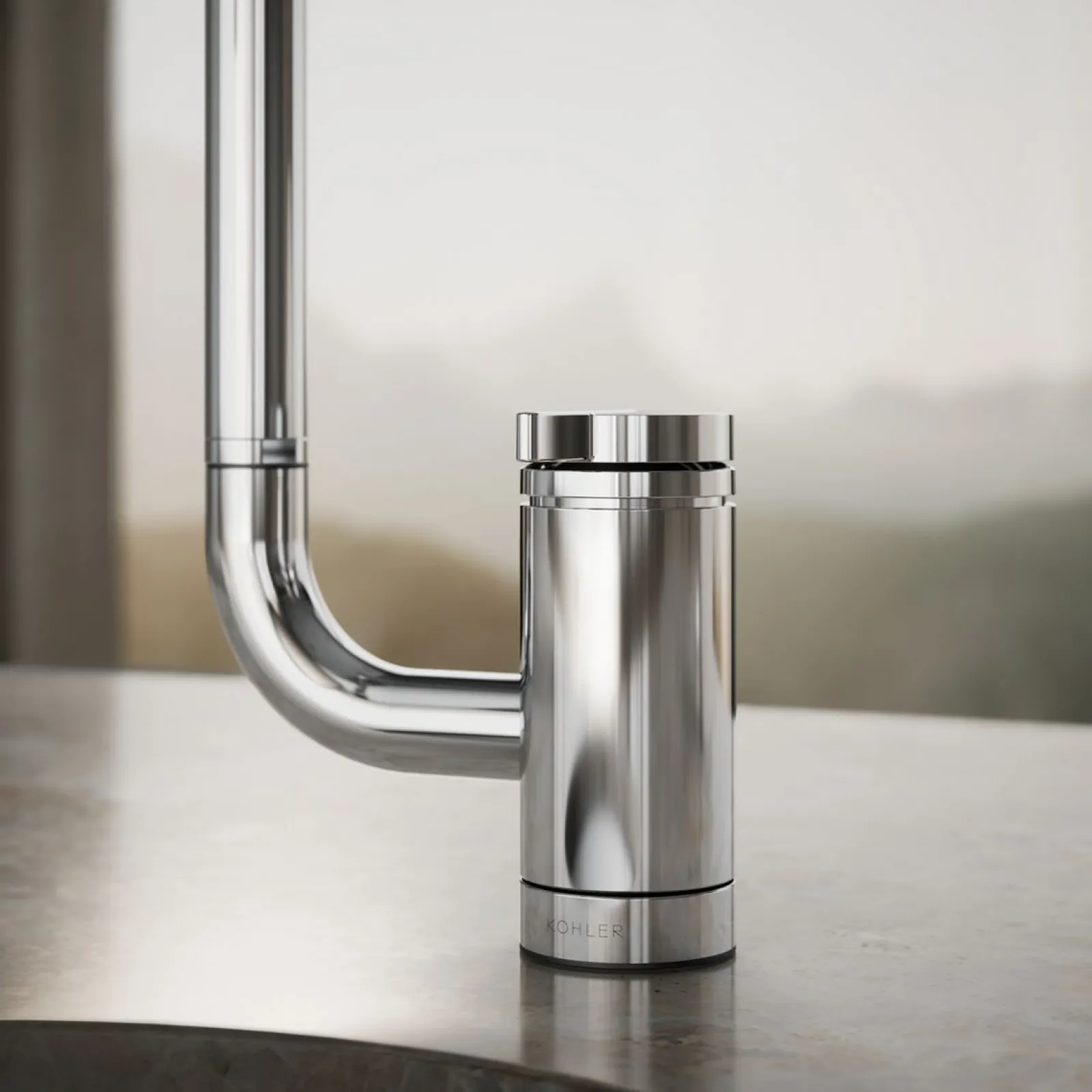 Single-handle bar sink faucet with two-function extended-reach spout^Kohler New