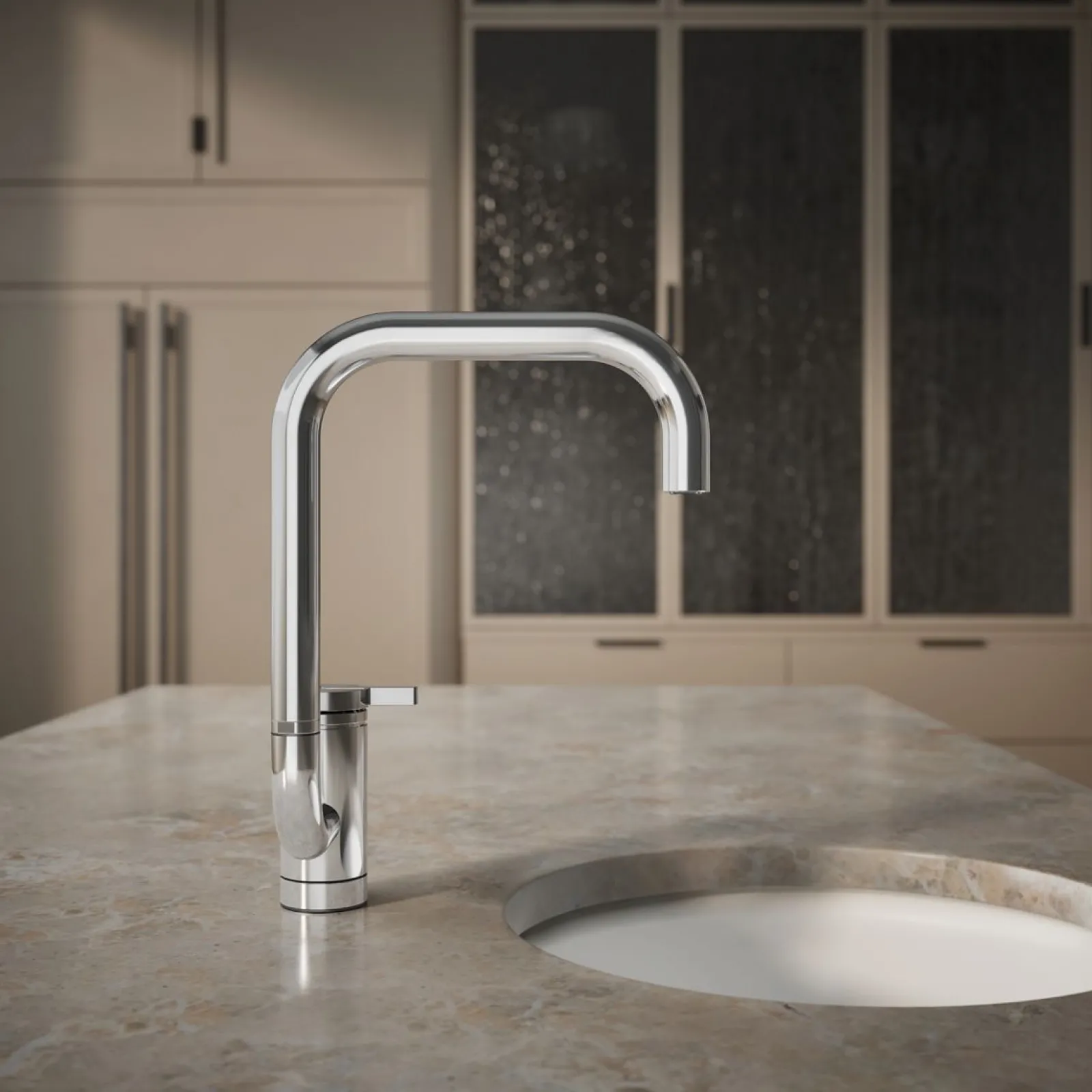 Single-handle bar sink faucet with two-function extended-reach spout^Kohler New