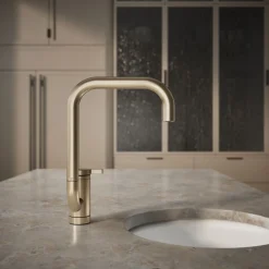 Single-handle bar sink faucet with two-function extended-reach spout^Kohler New
