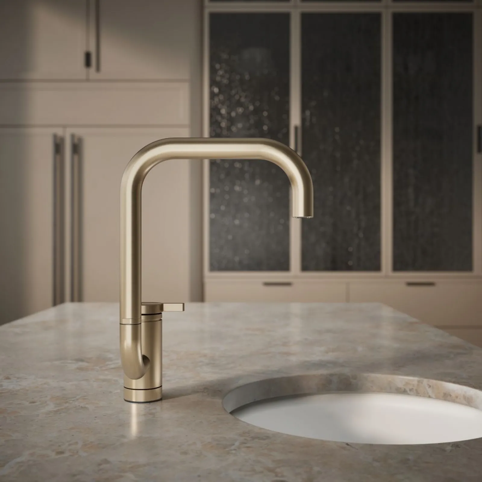 Single-handle bar sink faucet with two-function extended-reach spout^Kohler New