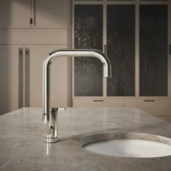 Single-handle bar sink faucet with two-function extended-reach spout^Kohler New
