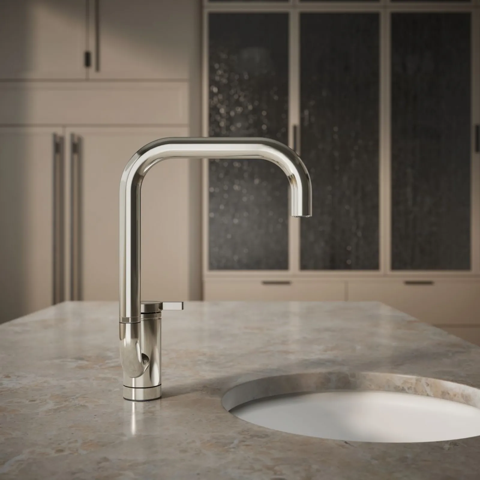 Single-handle bar sink faucet with two-function extended-reach spout^Kohler New