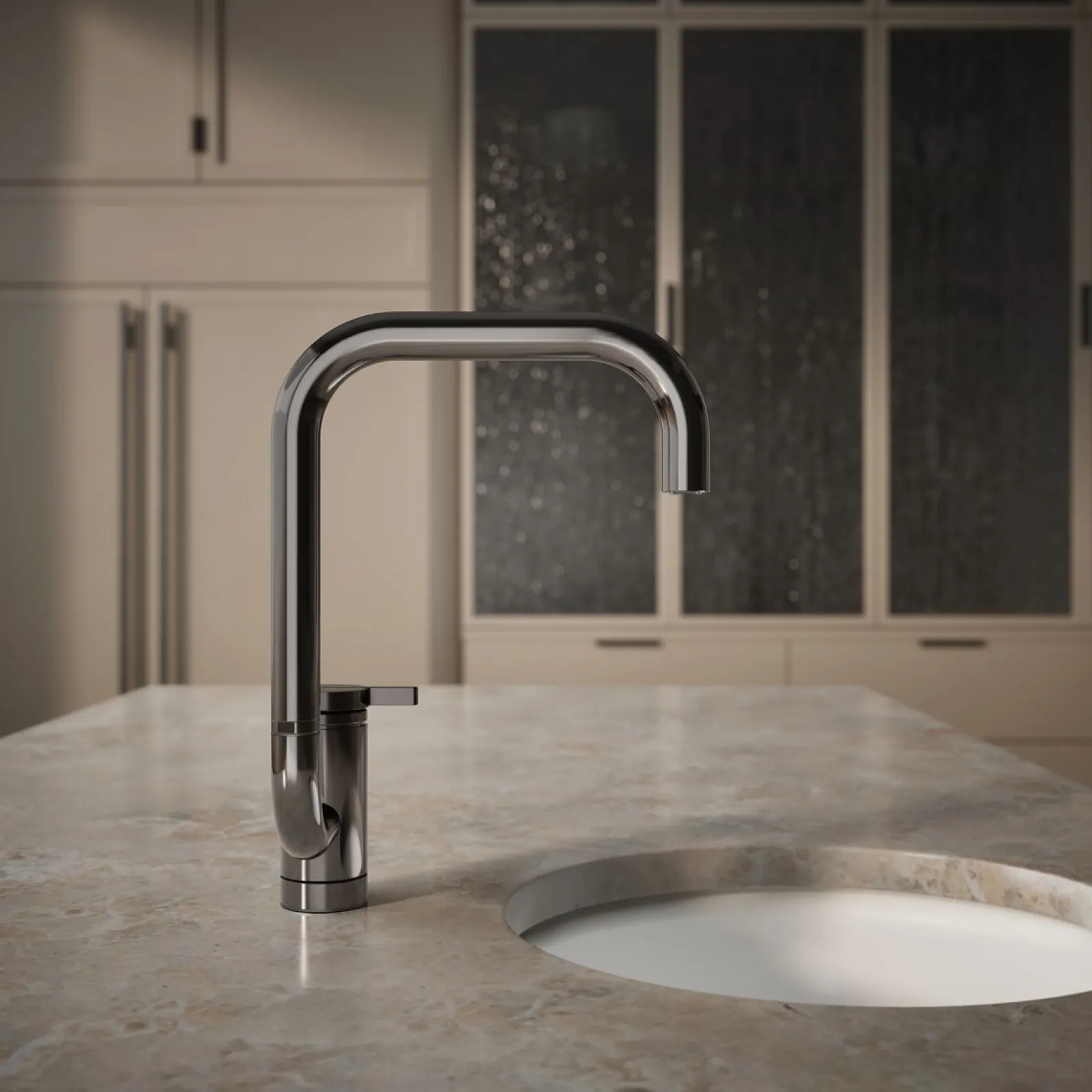Single-handle bar sink faucet with two-function extended-reach spout^Kohler New