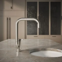 Single-handle bar sink faucet with two-function extended-reach spout^Kohler New