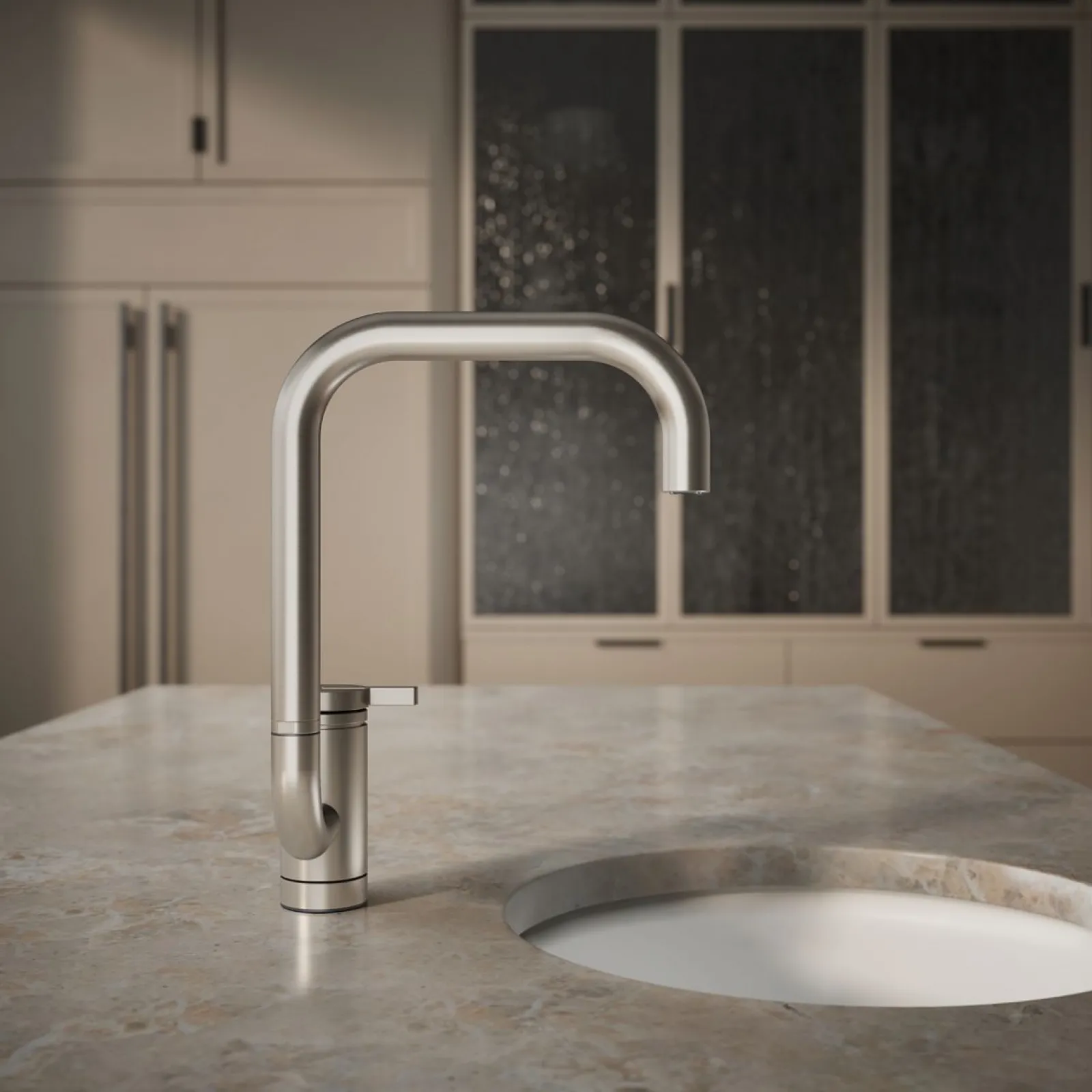 Single-handle bar sink faucet with two-function extended-reach spout^Kohler New