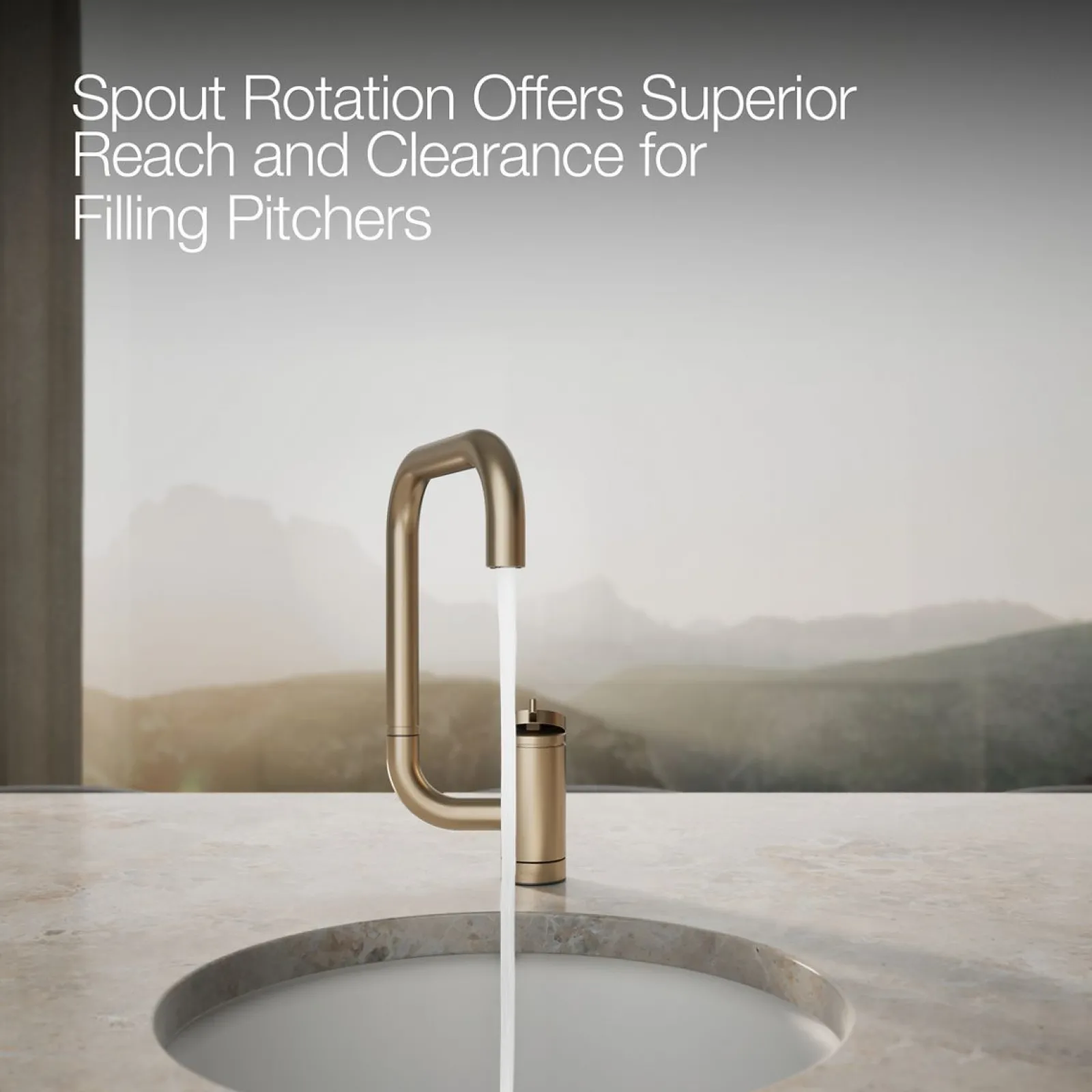 Single-handle bar sink faucet with two-function extended-reach spout^Kohler New