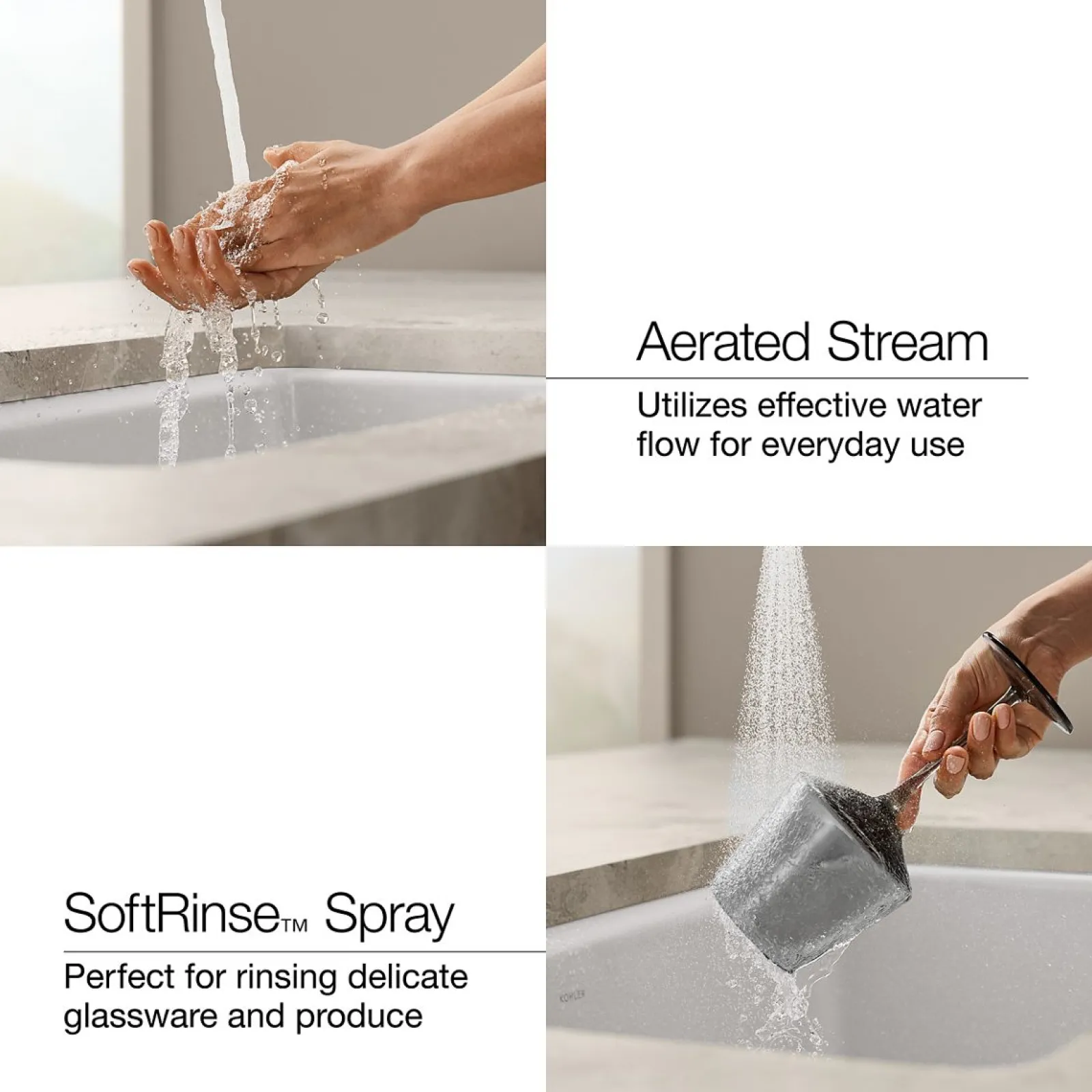 Single-handle bar sink faucet with two-function extended-reach spout^Kohler New
