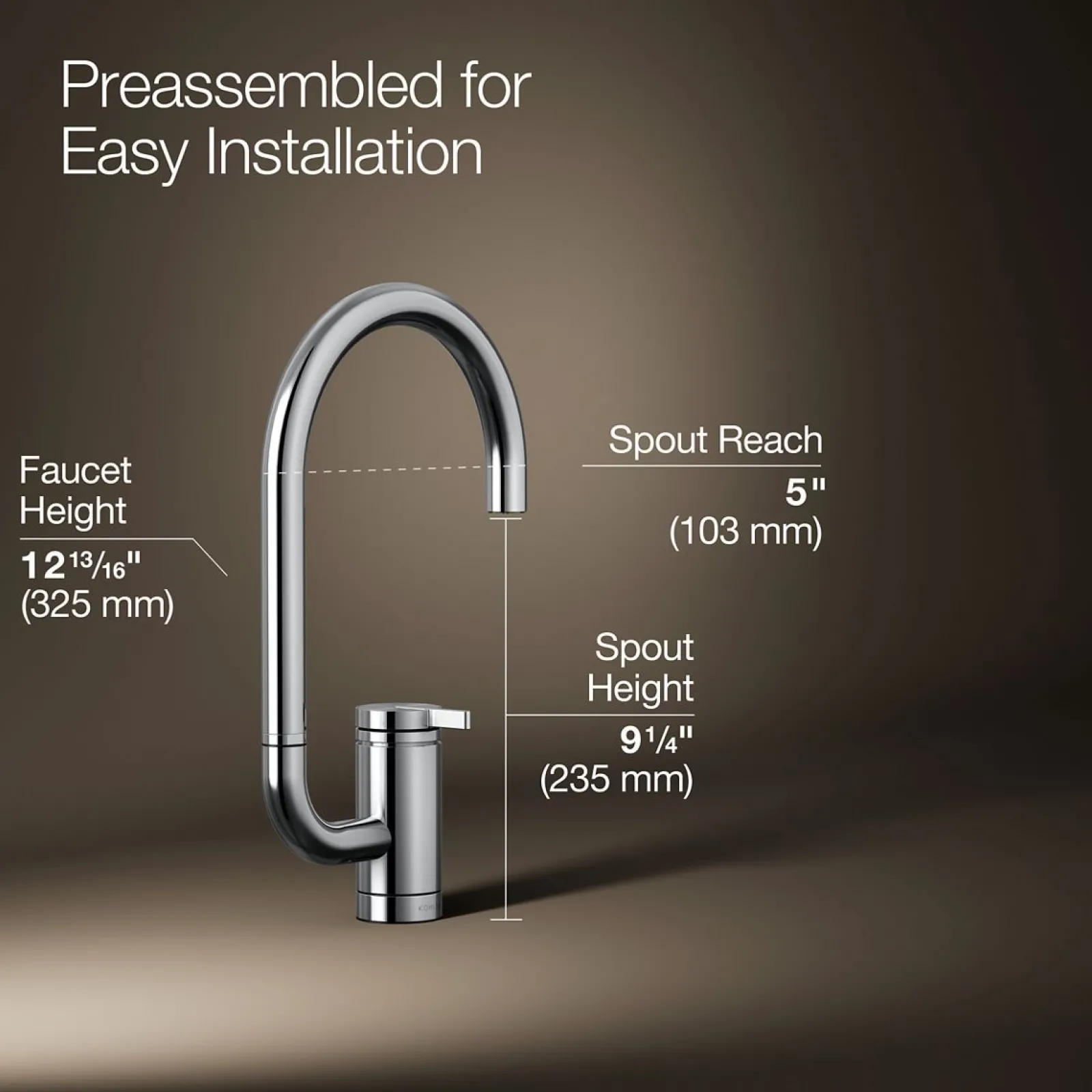 Single-handle bar sink faucet with two-function extended-reach spout^Kohler Clearance