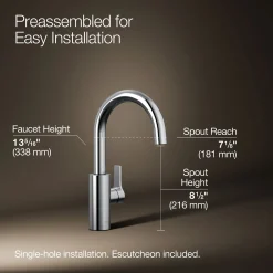 Single-handle bar sink faucet^Kohler Hot