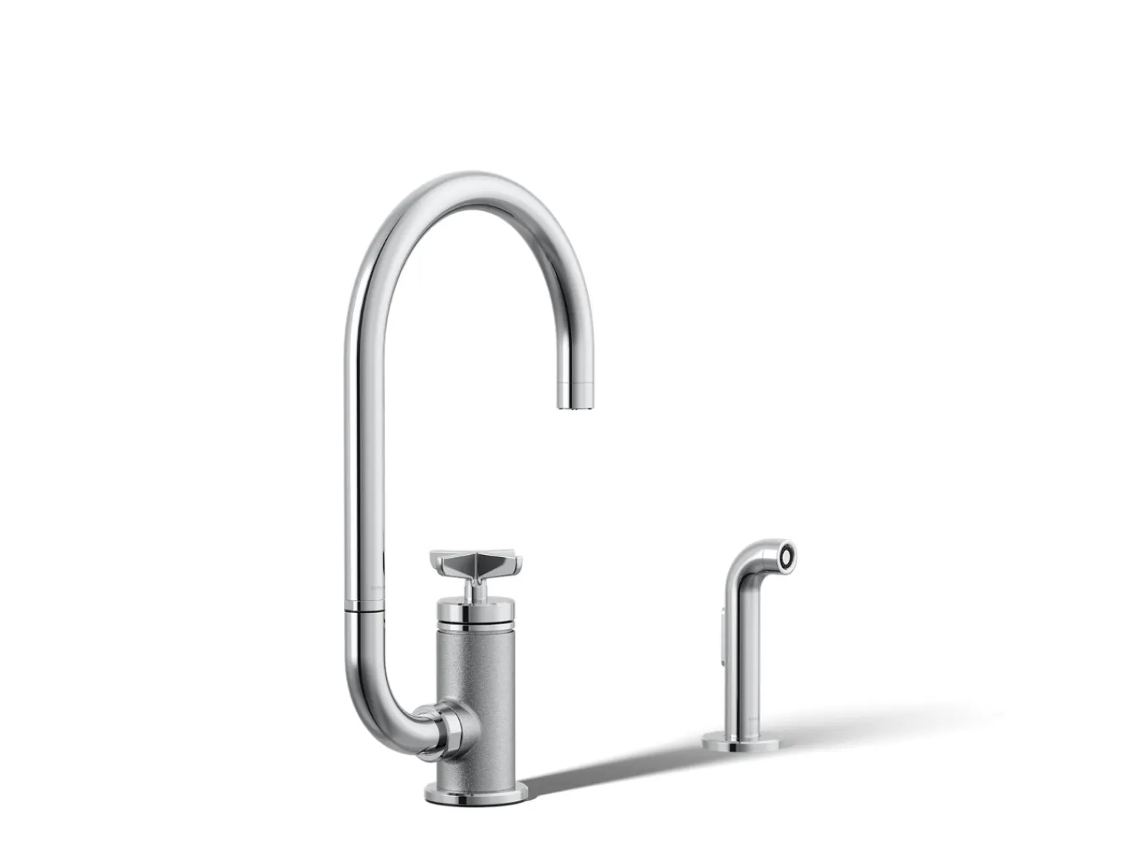 Single-handle bar sink faucet with two-function extended-reach spout and side sprayer^Kohler Outlet