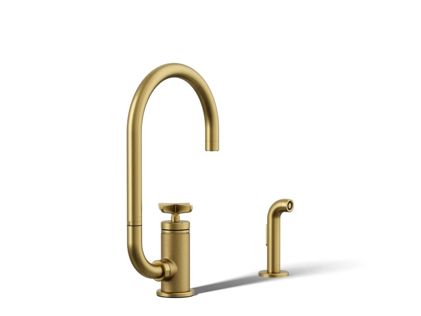 Single-handle bar sink faucet with two-function extended-reach spout and side sprayer^Kohler Outlet