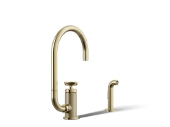 Single-handle bar sink faucet with two-function extended-reach spout and side sprayer^Kohler Outlet