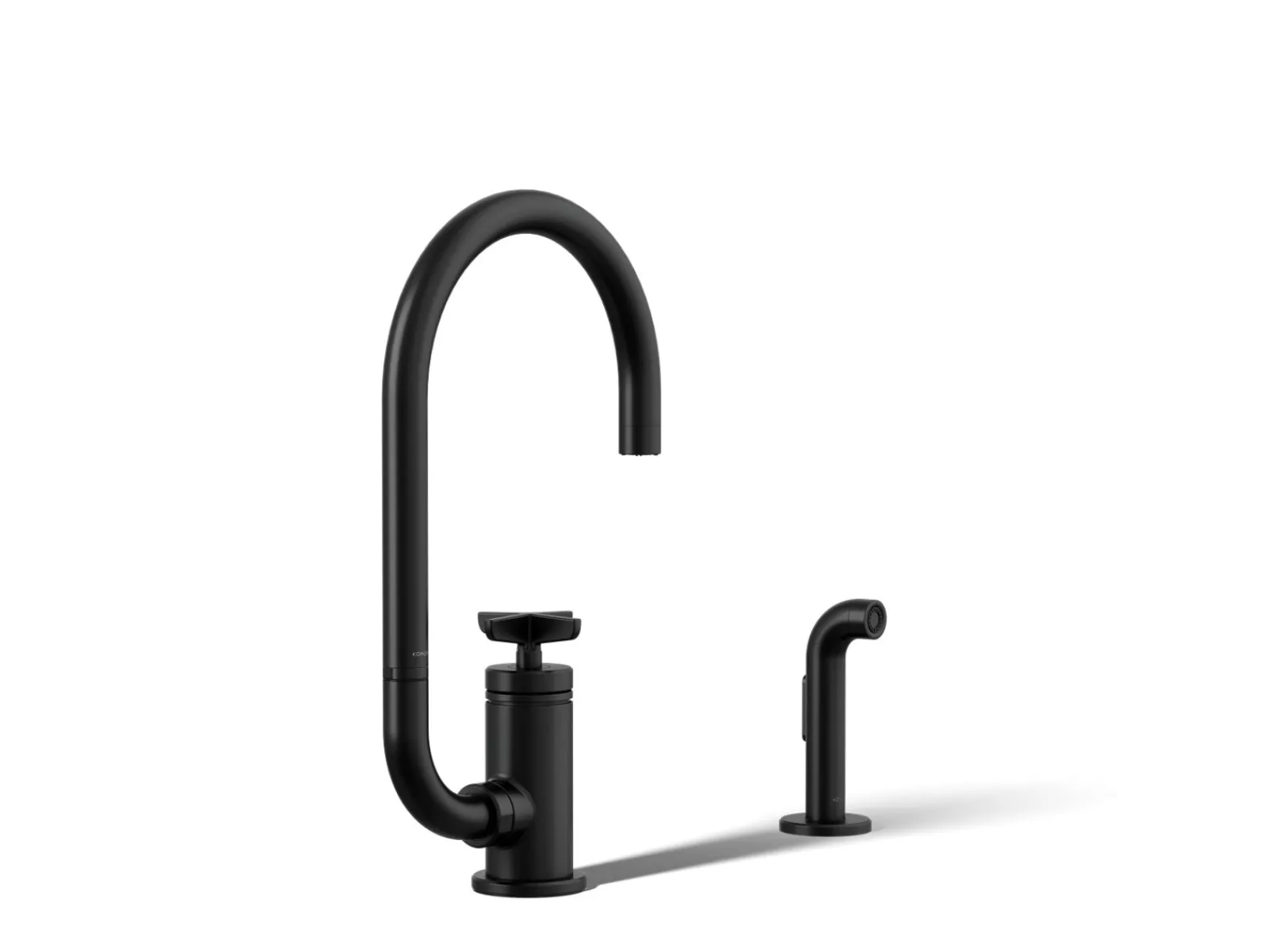 Single-handle bar sink faucet with two-function extended-reach spout and side sprayer^Kohler Outlet