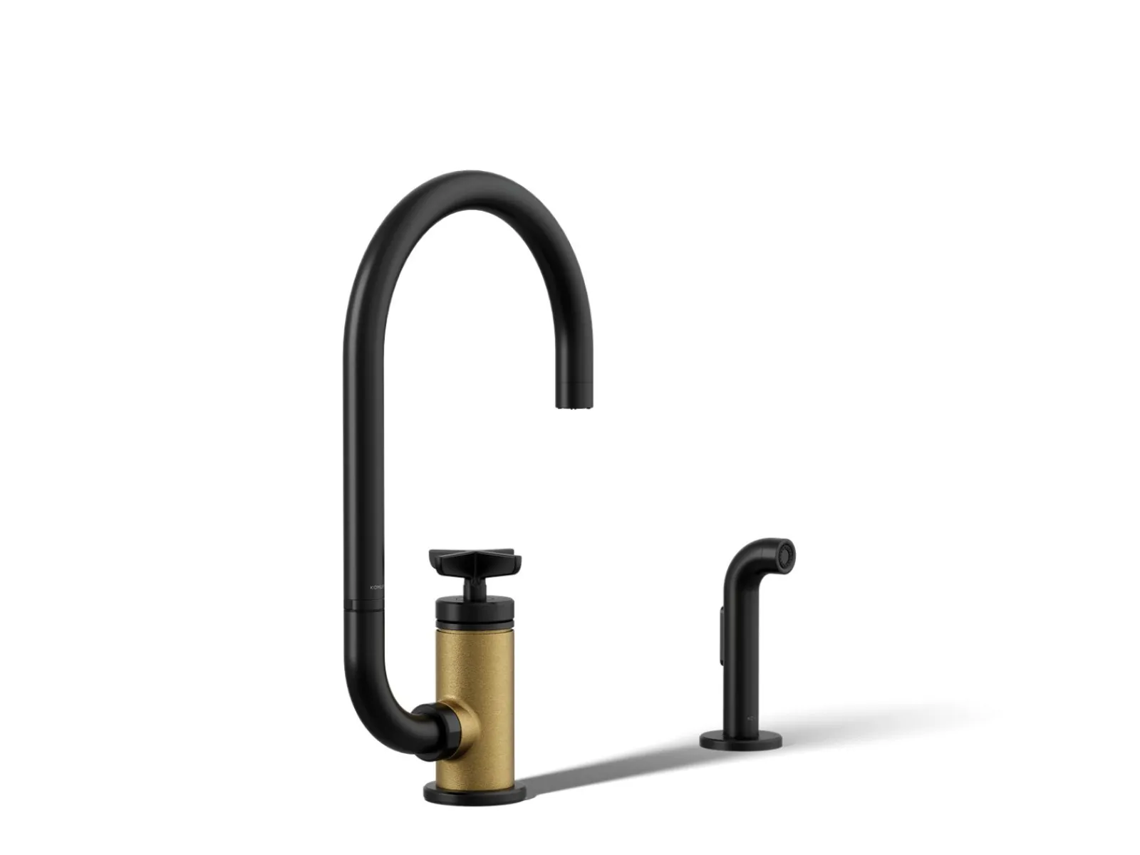 Single-handle bar sink faucet with two-function extended-reach spout and side sprayer^Kohler Outlet
