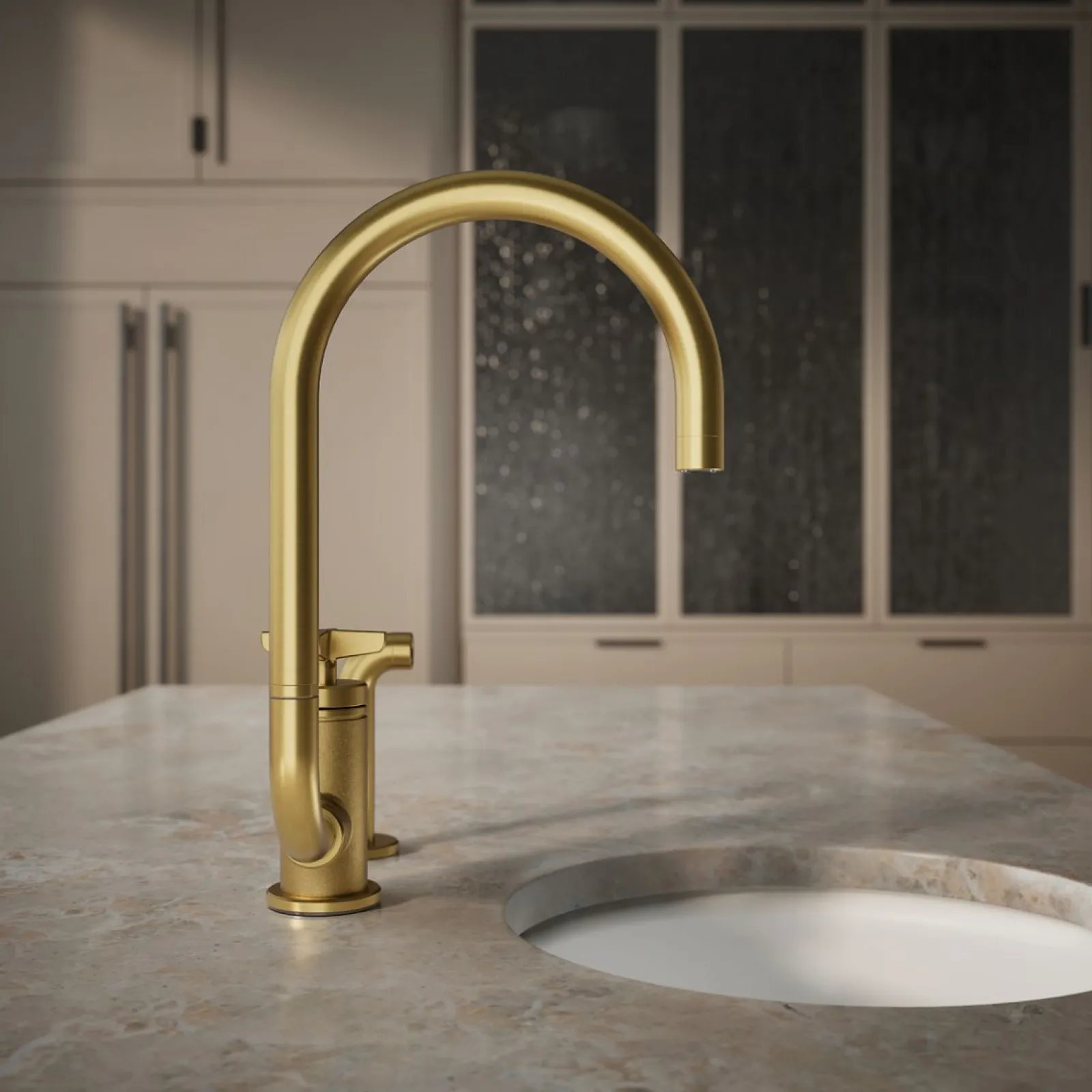 Single-handle bar sink faucet with two-function extended-reach spout and side sprayer^Kohler Outlet