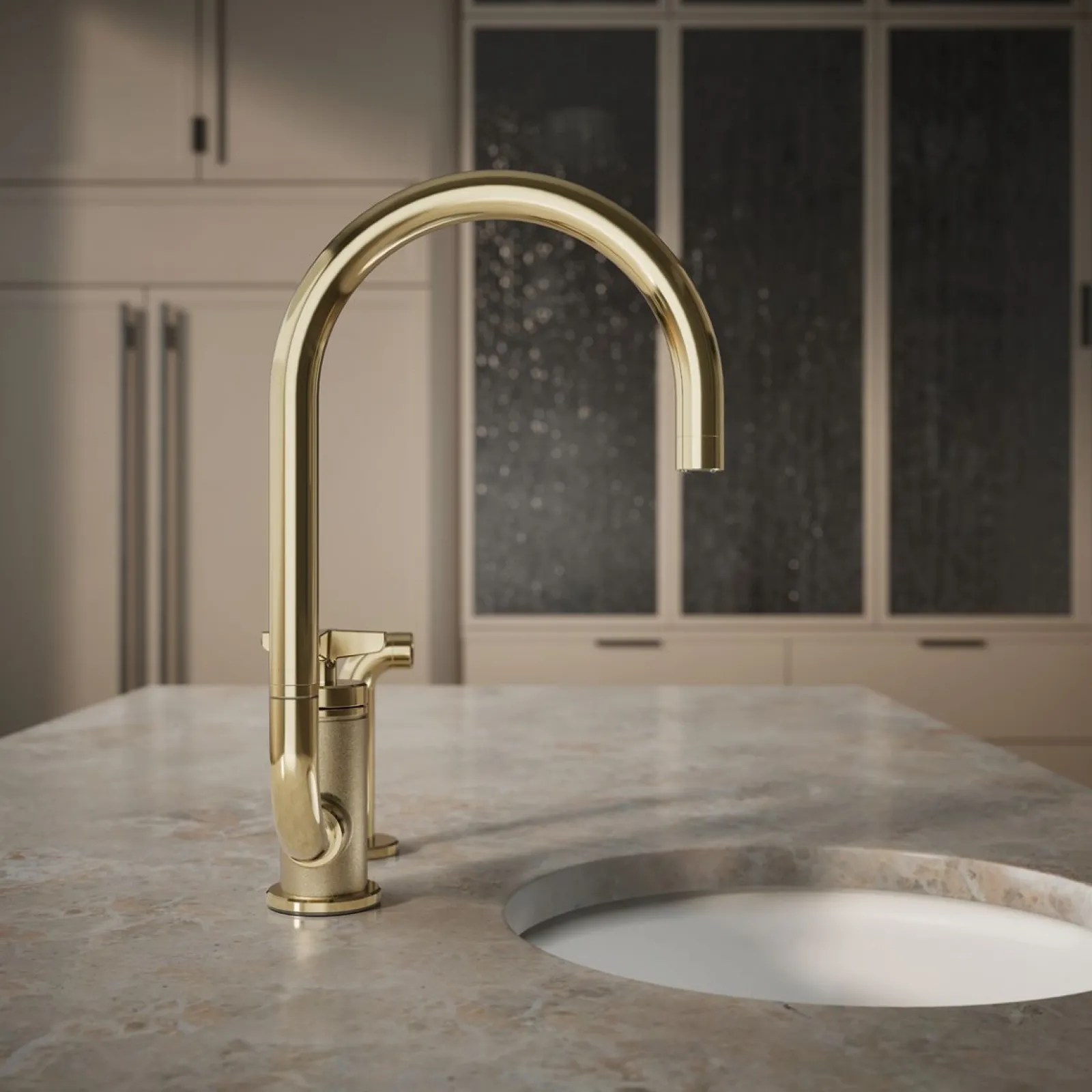 Single-handle bar sink faucet with two-function extended-reach spout and side sprayer^Kohler Outlet