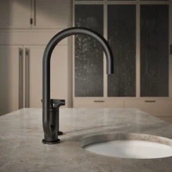 Single-handle bar sink faucet with two-function extended-reach spout and side sprayer^Kohler Outlet