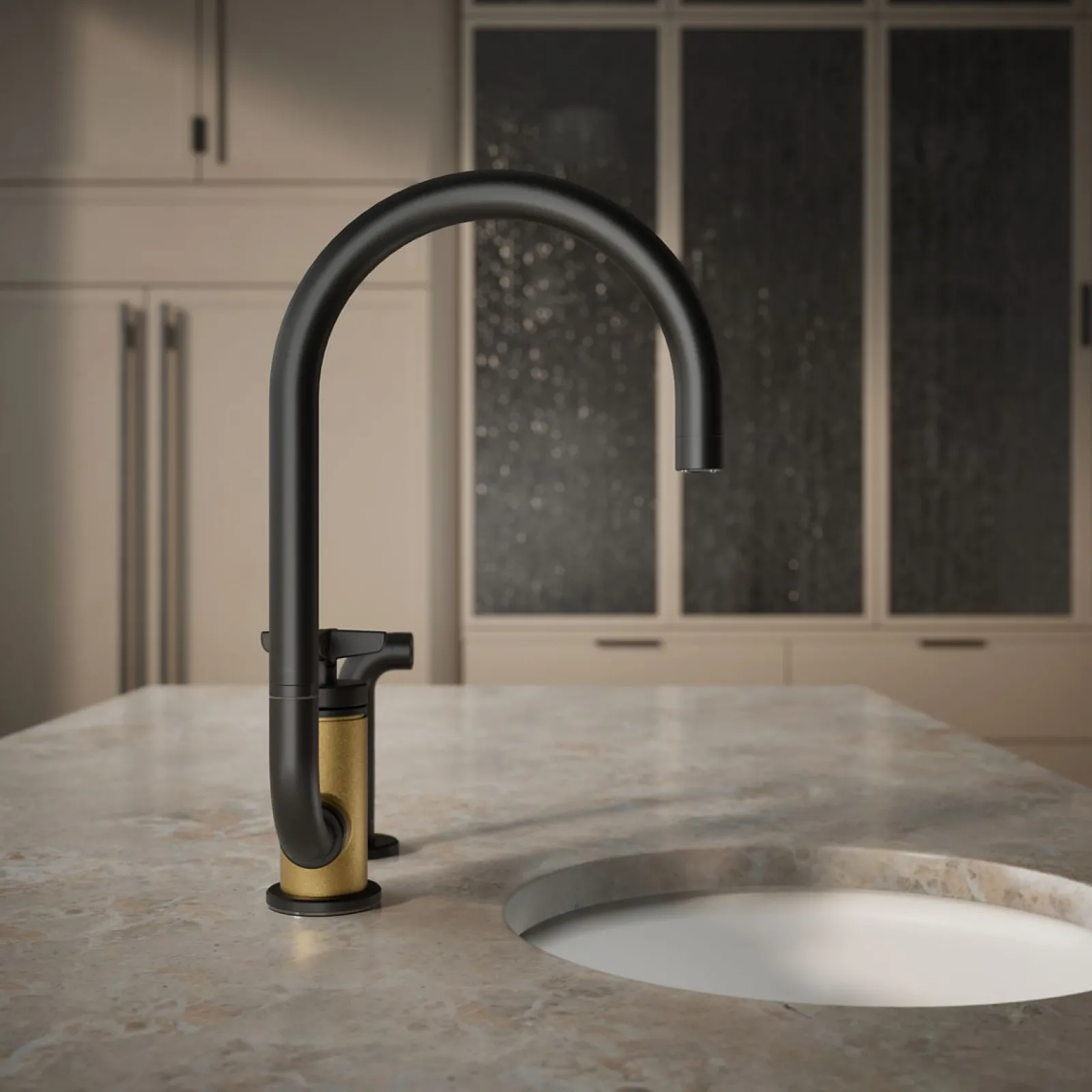 Single-handle bar sink faucet with two-function extended-reach spout and side sprayer^Kohler Outlet