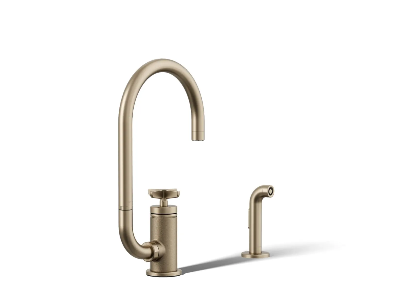 Single-handle bar sink faucet with two-function extended-reach spout and side sprayer^Kohler Outlet