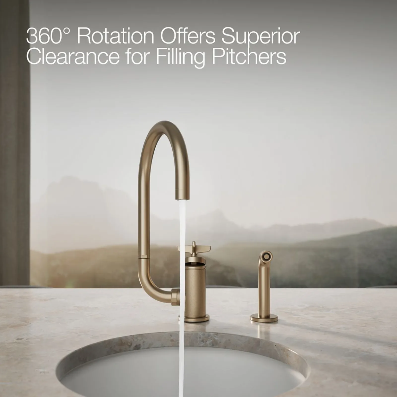 Single-handle bar sink faucet with two-function extended-reach spout and side sprayer^Kohler Outlet